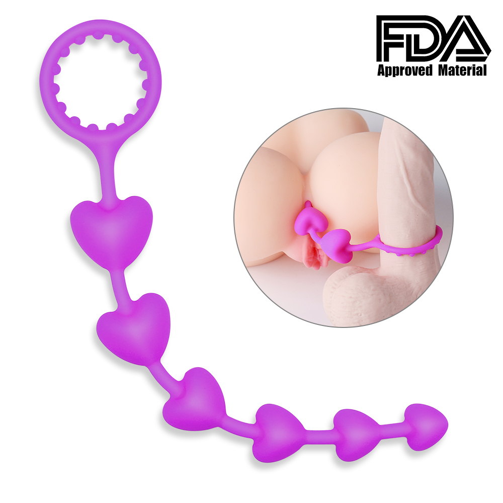 Safety Pull Ring And Heart-Shaped Soft Pull Anal Beads IAGDH003